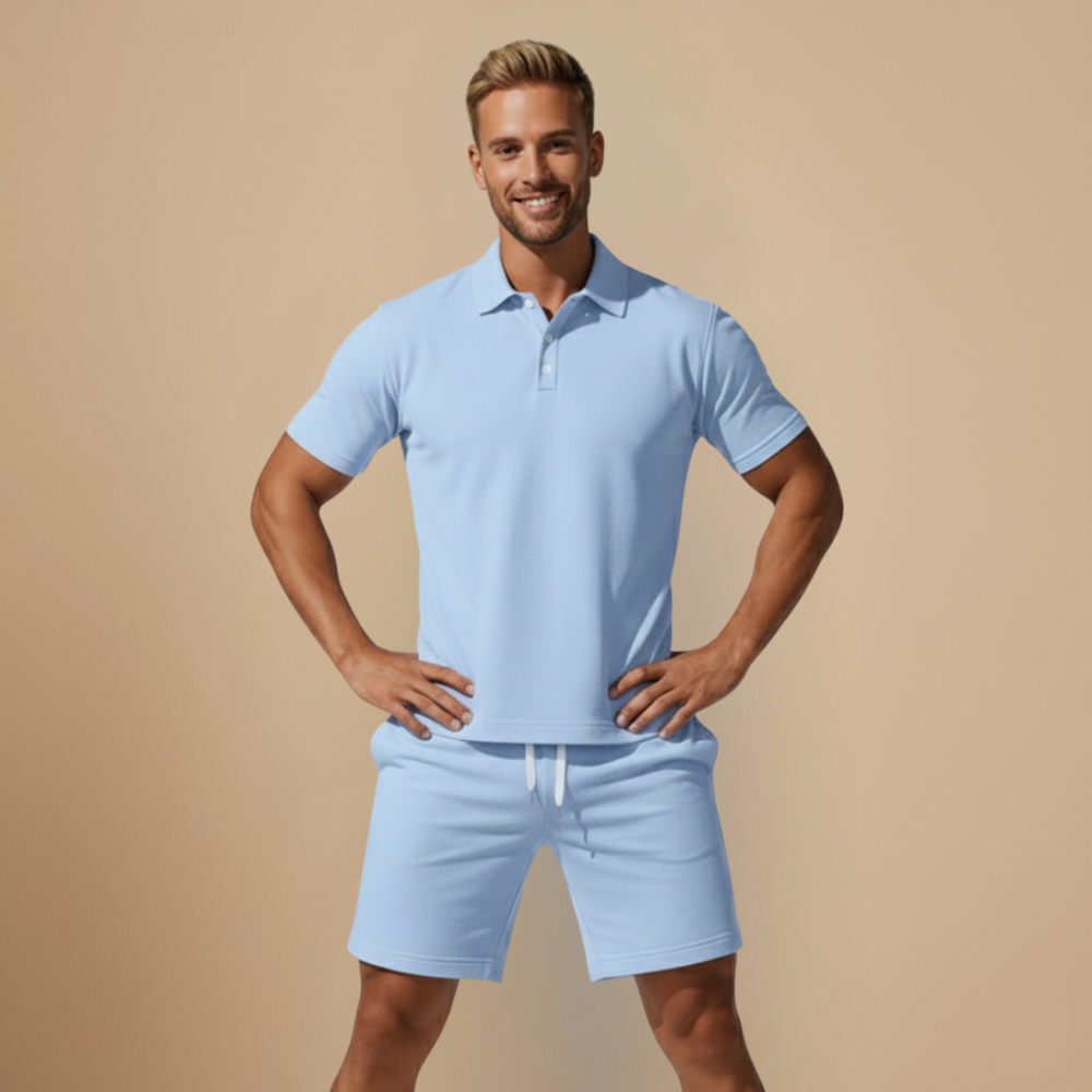 Casual Poloshirt en Korte Broek Tweedelige Set voor Heren Jelle Jora Mode