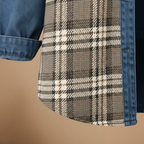 Denim jasje met patchwork ruitjesmotief en knoopsluiting Jelle Jora Mode
