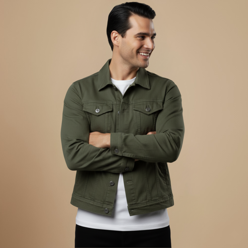 Casual Gewassen Denim Jasje voor Heren Jelle Jora Mode