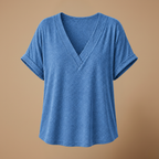 Damesblouse met losse pasvorm en V-hals Jelle Jora Mode