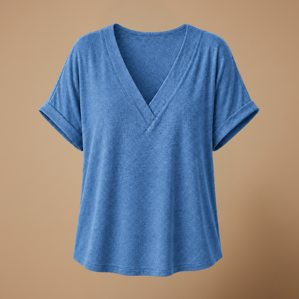 Damesblouse met losse pasvorm en V-hals Jelle Jora Mode