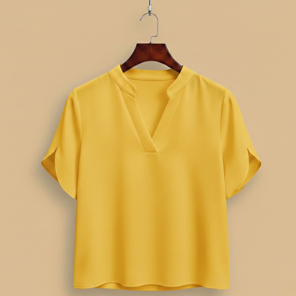 Casual damesblouse met V-hals en gesplitste mouwen Jelle Jora Mode