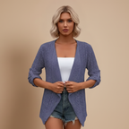 Losvallend opengewerkt vest met korte mouwen voor dames Jelle Jora Mode