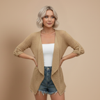 Losvallend opengewerkt vest met korte mouwen voor dames Jelle Jora Mode