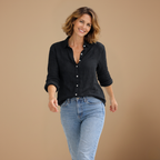 Dames casual slim fit blouse met lange mouwen en knoopsluiting Jelle Jora Mode