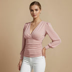 Chique Crop Top met V-hals en Strik Aan De Achterkant Jelle Jora Mode