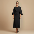 Elegante Effen Jurk met Vleermuismouwen Jelle Jora Mode