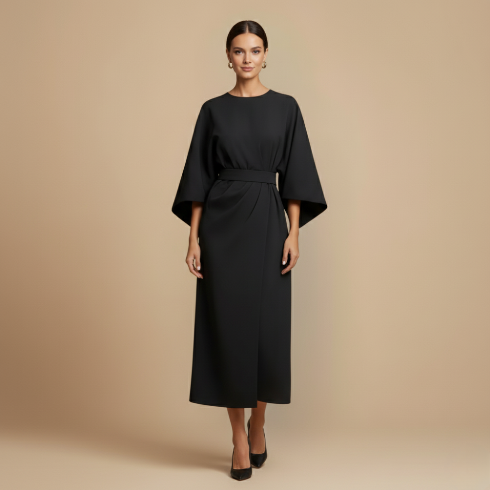 Elegante Effen Jurk met Vleermuismouwen Jelle Jora Mode