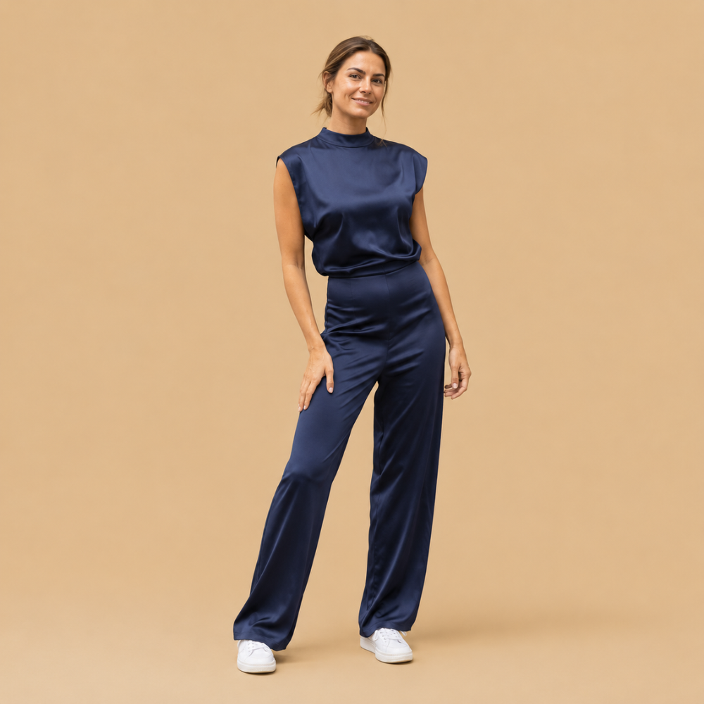 Dames mouwloze jumpsuit met wijde pijpen Jelle Jora Mode