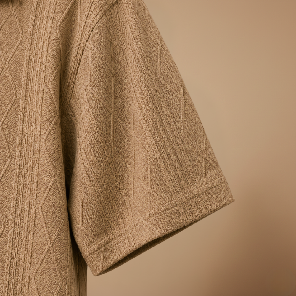 Heren casual poloshirt met korte mouwen en structuur Jelle Jora Mode