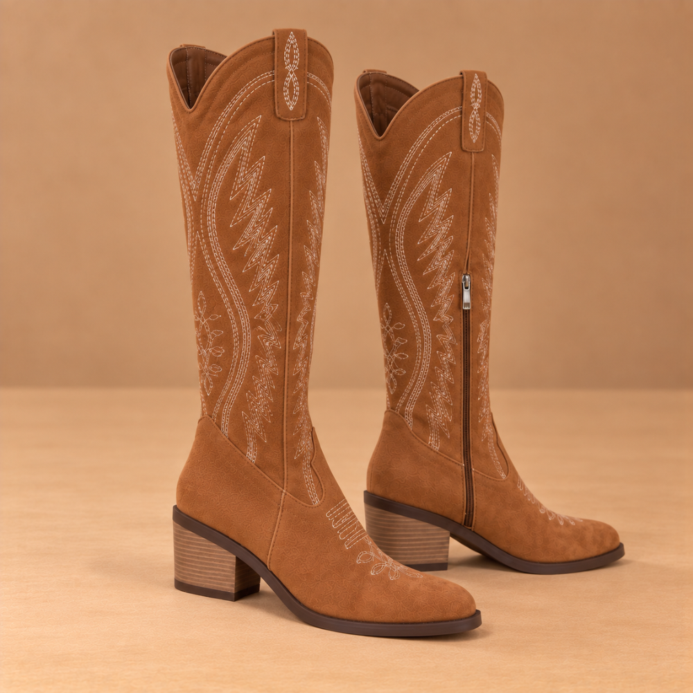 Dames geborduurde westernlaarzen met spitse neus Jelle Jora Mode