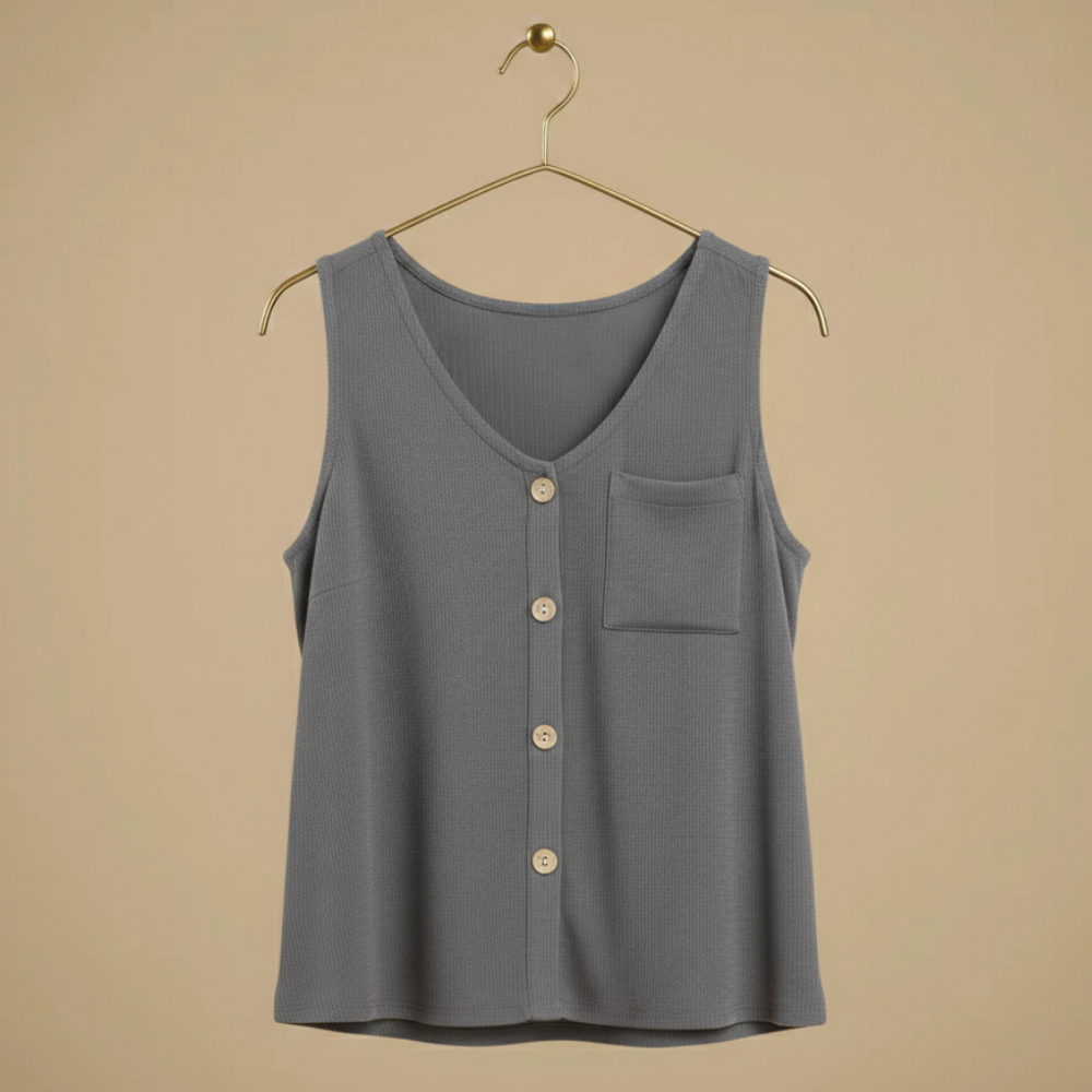 Mouwloze zomerse vesttop met knopen Jelle Jora Mode