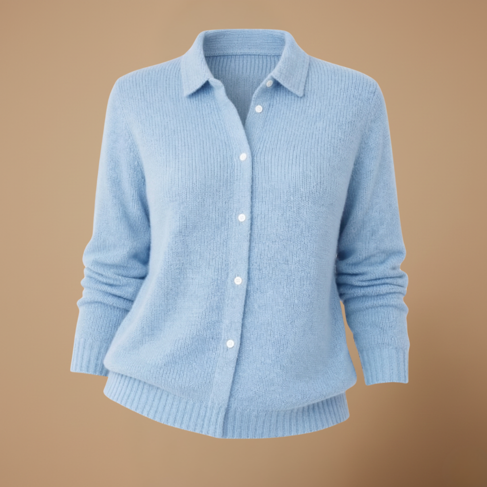 Damesvest met gebreide revers en knopen Jelle Jora Mode