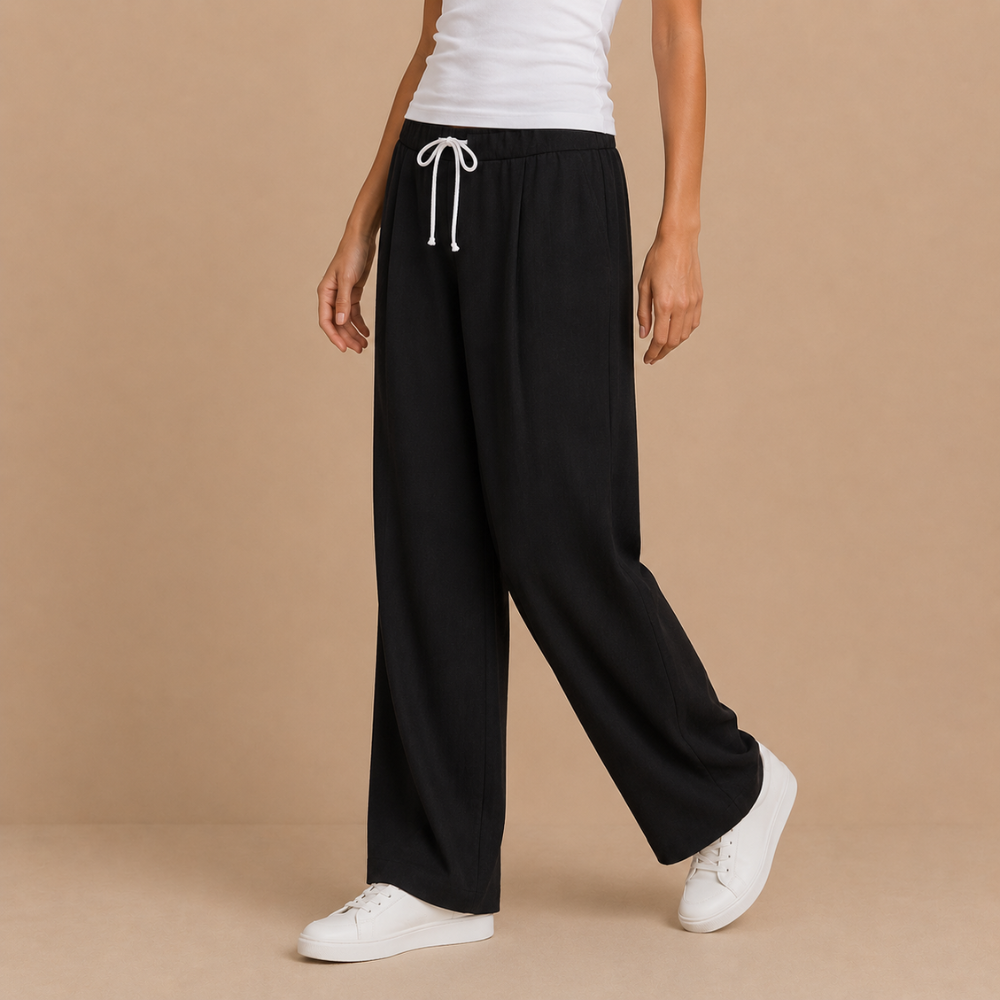 Dames casual broek met elastische tailleband en enkellengte Jelle Jora Mode