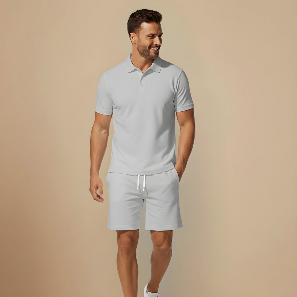 Casual Poloshirt en Korte Broek Tweedelige Set voor Heren Jelle Jora Mode