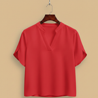 Casual damesblouse met V-hals en gesplitste mouwen Jelle Jora Mode