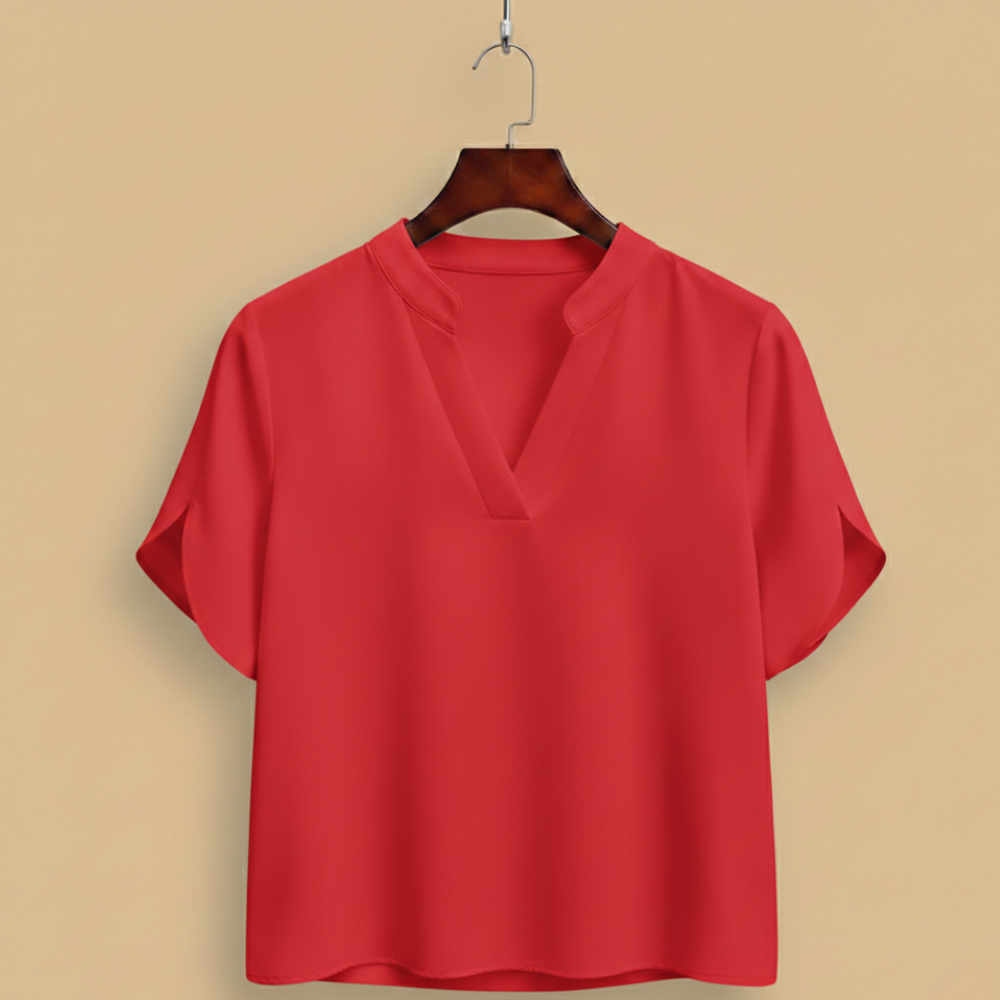 Casual damesblouse met V-hals en gesplitste mouwen Jelle Jora Mode