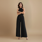 Dames geplooide jumpsuit – hoge hals ontwerp met riem Jelle Jora Mode