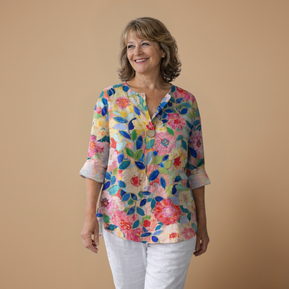Damesblouse met bloemenprint en V-hals Jelle Jora Mode