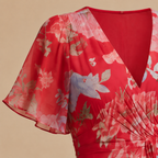 Dames midi-jurk met bloemendesign en V-hals met empire-taille Jelle Jora Mode