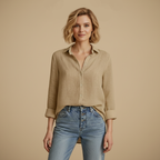 Losvallend katoenen linnen overhemd voor dames Jelle Jora Mode