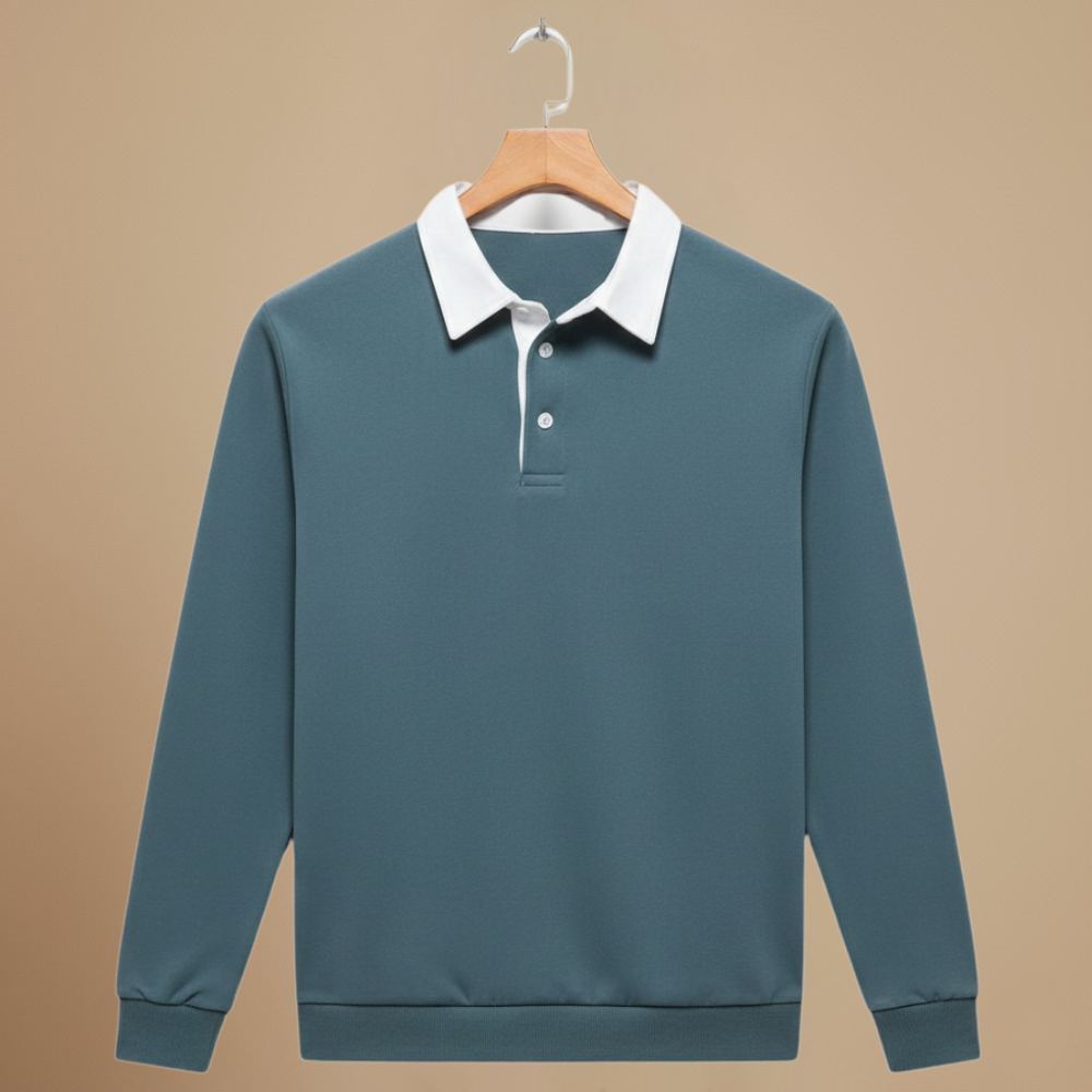 Heren sweater met lange mouwen en polo-kraag Jelle Jora Mode