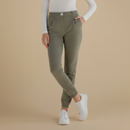 Slim fit joggingbroek met hoge taille en omslag voor dames Jelle Jora Mode