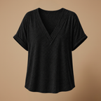 Damesblouse met losse pasvorm en V-hals Jelle Jora Mode