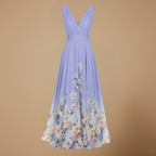 Dames bloemenprint maxi-jurk met v-hals ontwerp Jelle Jora Mode