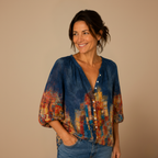 Dames casual blouse met halflange mouwen en knoopsluiting Jelle Jora Mode