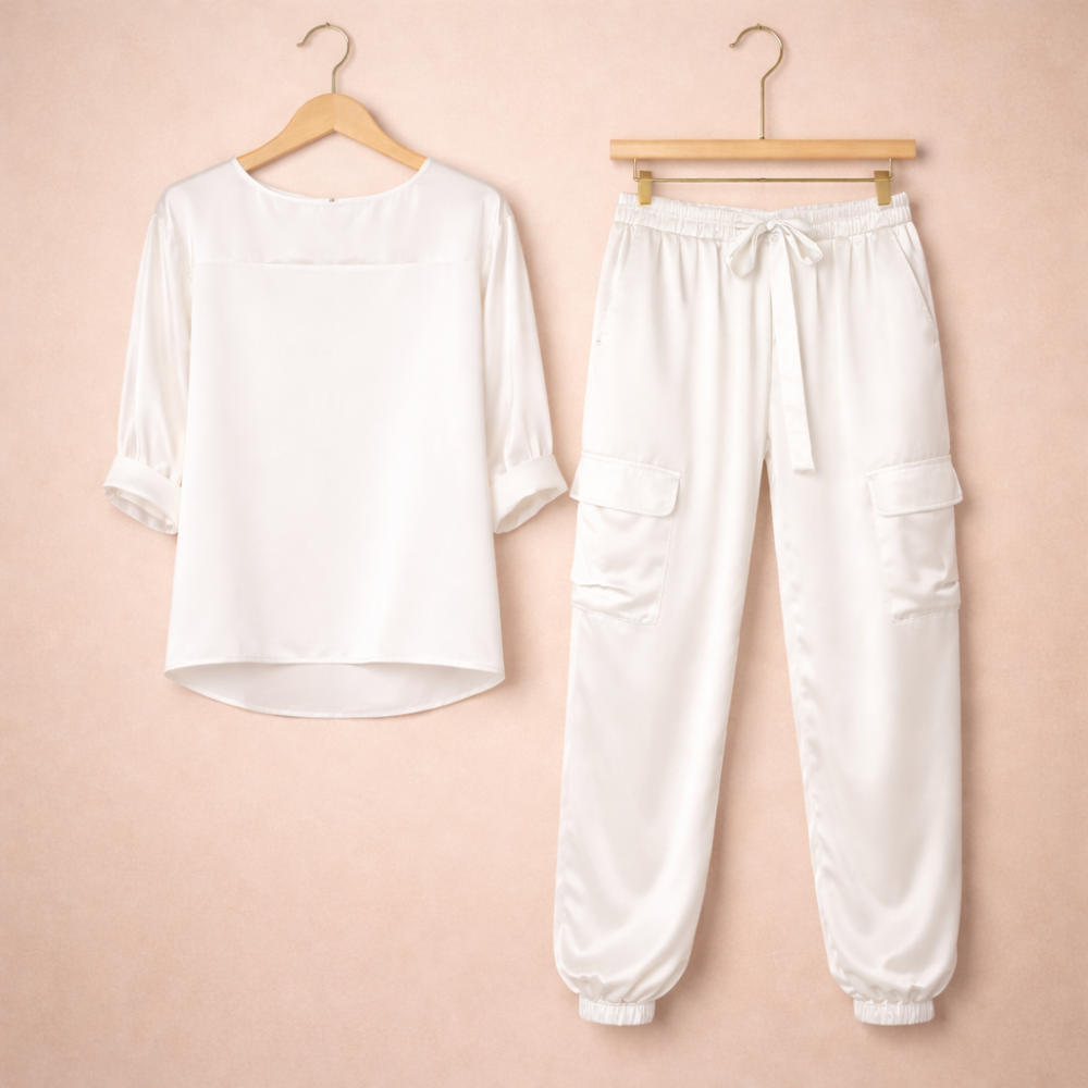 Dames relaxte set – top met lange mouwen en losse broek Jelle Jora Mode