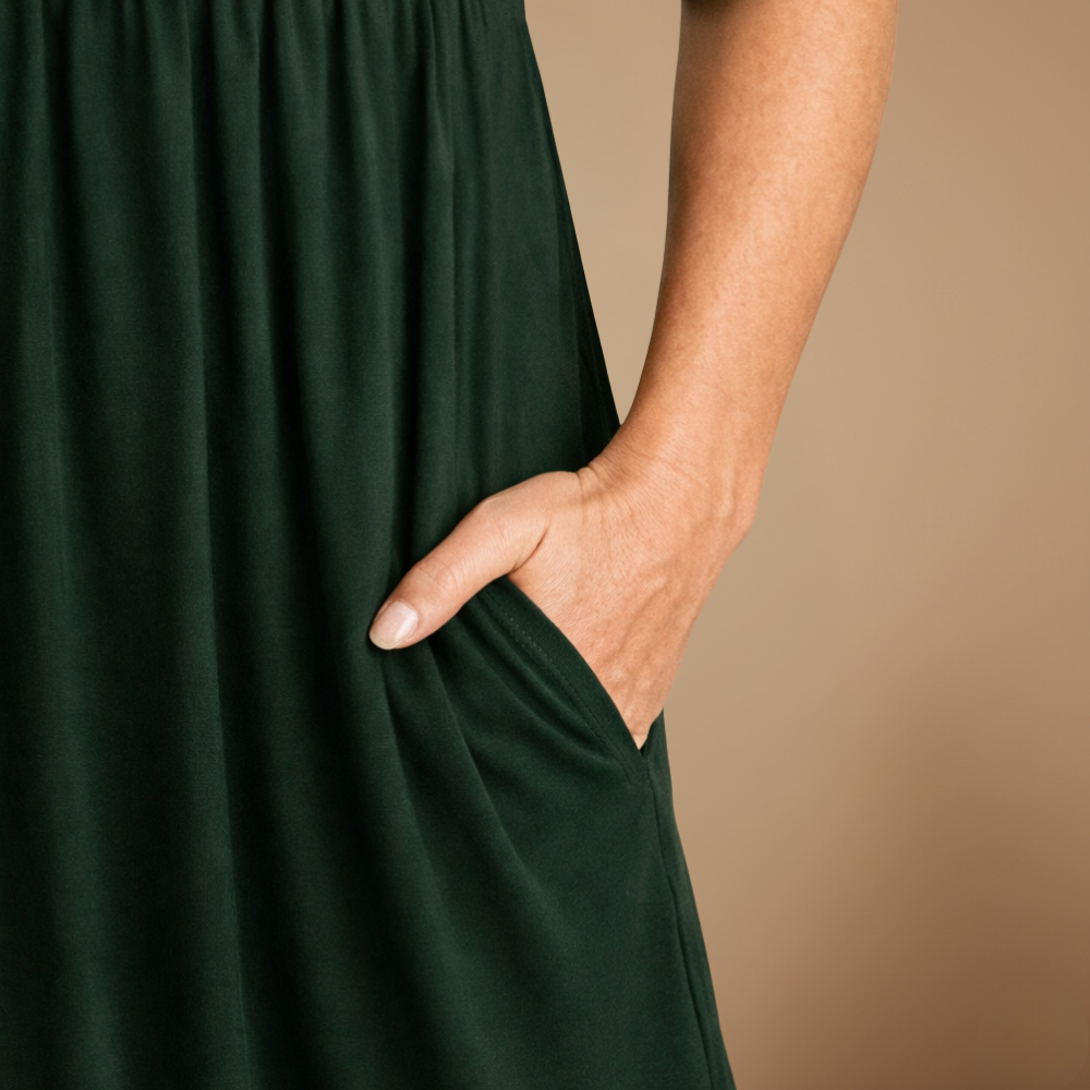 Dames casual lange jurk met zakken en losse pasvorm Jelle Jora Mode