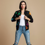 Bomberjack met Print Casual Stijl Jelle Jora Mode