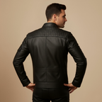 Slim Fit Biker Faux Leather Jacket voor Heren Jelle Jora Mode