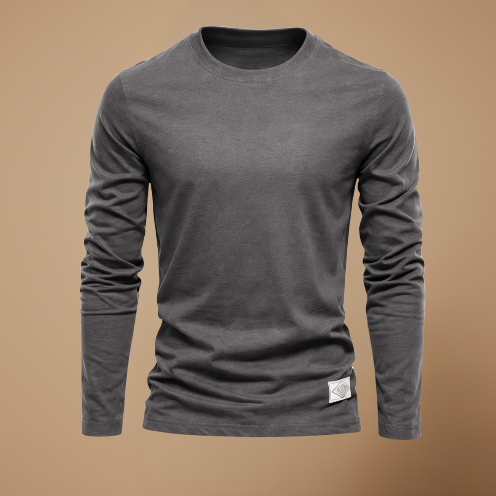 Heren ademend casual t-shirt met lange mouwen en ronde hals Jelle Jora Mode