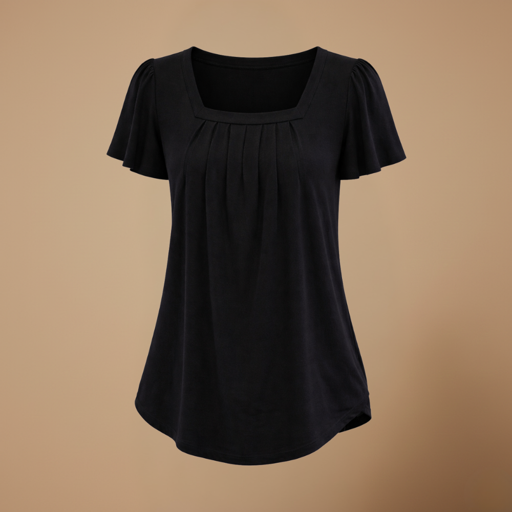 Dames casual T-shirt met vierkante kraag en korte mouwen Jelle Jora Mode