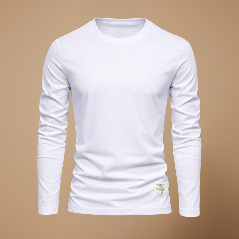 Heren ademend casual t-shirt met lange mouwen en ronde hals Jelle Jora Mode