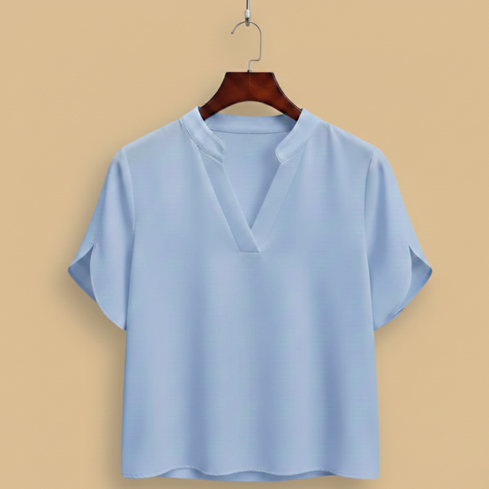 Casual damesblouse met V-hals en gesplitste mouwen Jelle Jora Mode