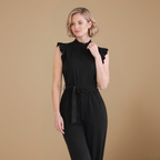 Dames elegante jumpsuit met taille riem en mouwloos ontwerp Jelle Jora Mode