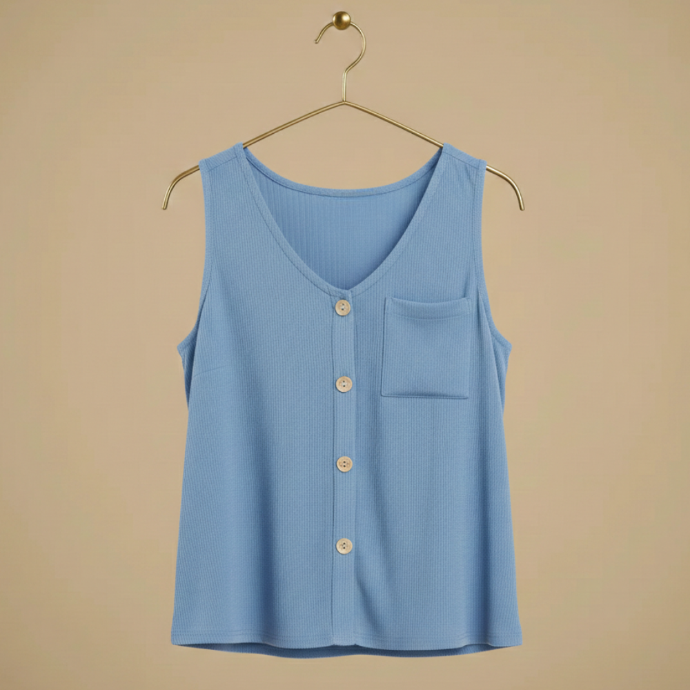 Mouwloze zomerse vesttop met knopen Jelle Jora Mode