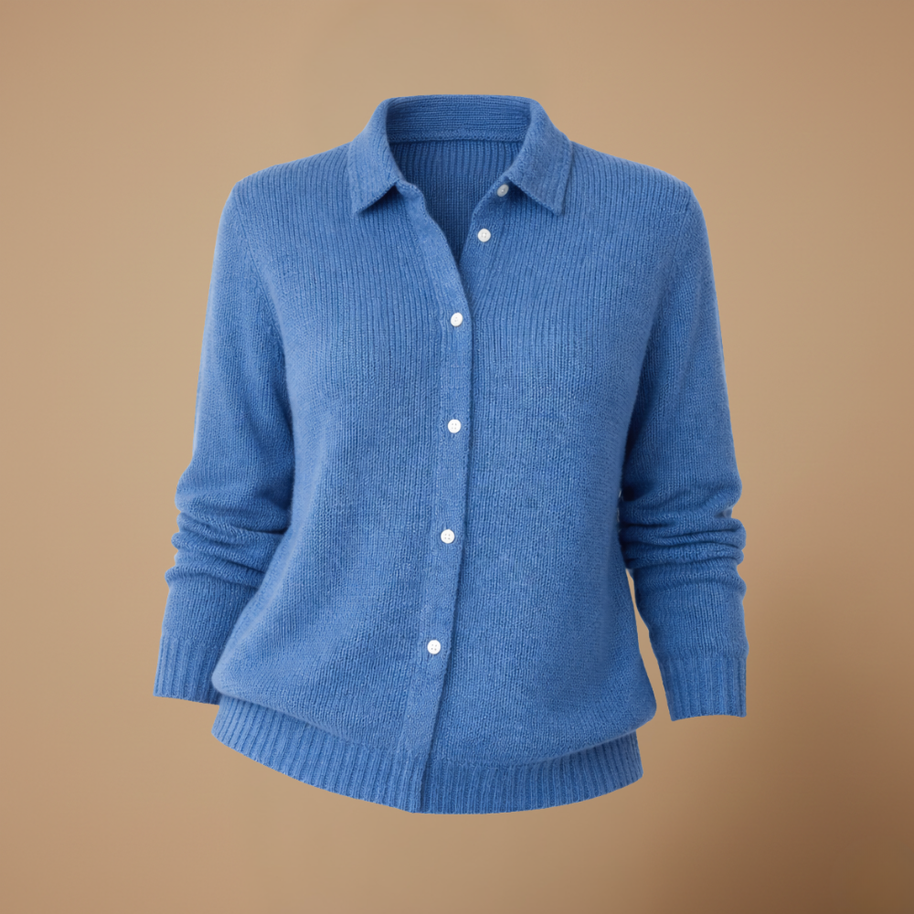 Damesvest met gebreide revers en knopen Jelle Jora Mode