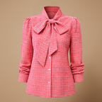 Damesblouse met lange mouwen ruitjespatroon en strik Jelle Jora Mode