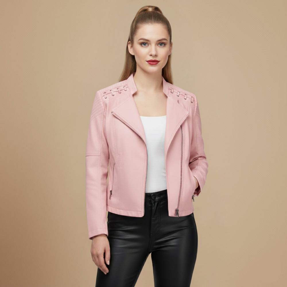 Dames Cropped Leren Look Jas Jelle Jora Mode