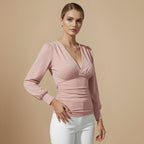 Chique Crop Top met V-hals en Strik Aan De Achterkant Jelle Jora Mode