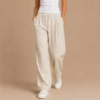 Dames casual broek met elastische tailleband en enkellengte Jelle Jora Mode