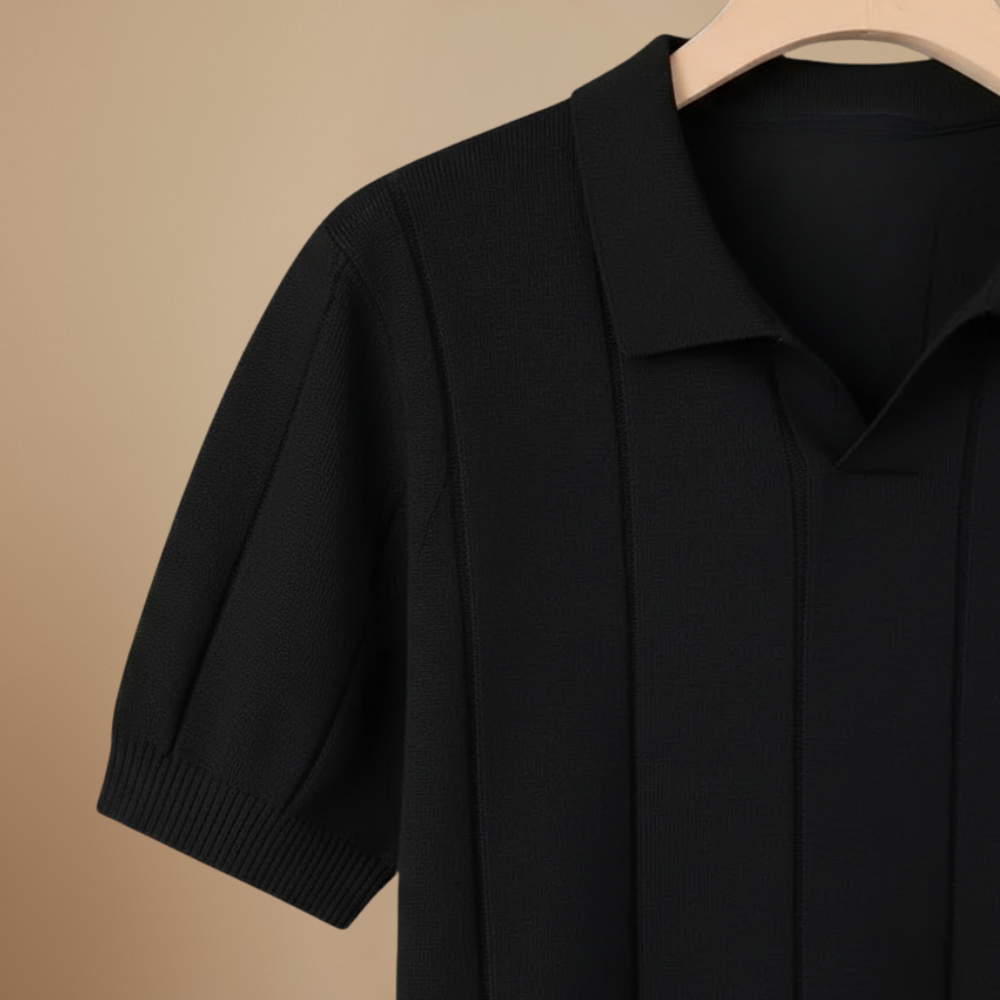 Heren gebreide slim fit polo met korte mouwen Jelle Jora Mode