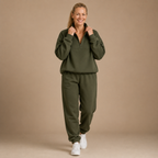 Dames casual sweatshirtset met halve rits Jelle Jora Mode