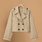 Dames korte trenchcoat met dubbele knoopsluiting Jelle Jora Mode