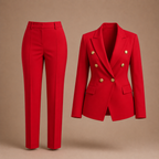Dames elegant pak met broek en dubbele rij knopen Jelle Jora Mode