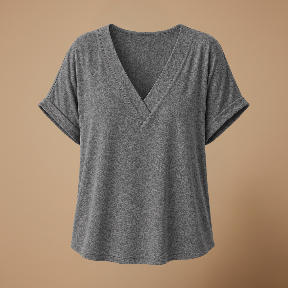 Damesblouse met losse pasvorm en V-hals Jelle Jora Mode